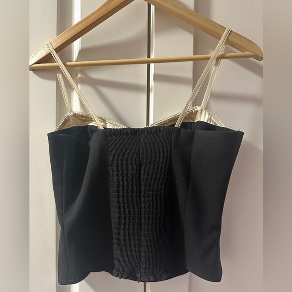 NEW Reformation Melanie Strappy Top Woven Silk Contrast  Black | size 0 - Picture 8 of 11